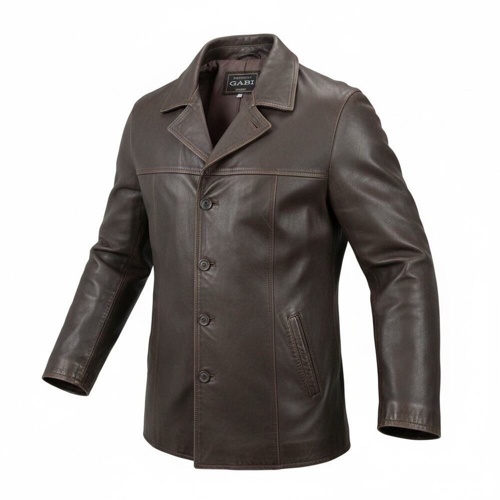Gabi Pelletteria Firenze Men's Leather Coat Brown Size EU 52/US 42 NWOT